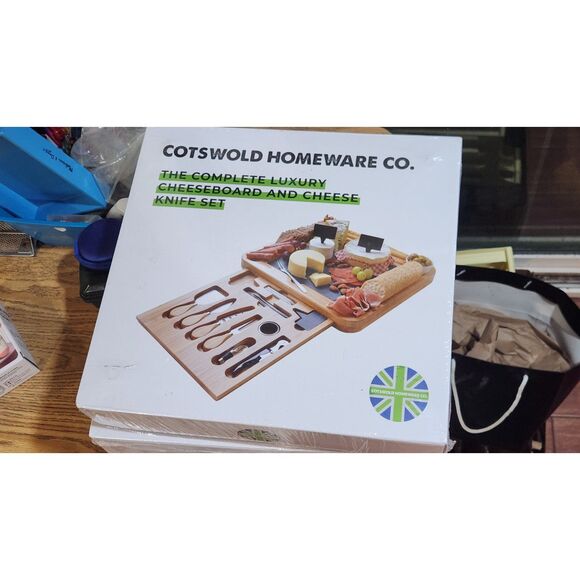 NEW Bamboo Cheese Board and Knife Set, Wood Charcuterie Platter Serving Meat - Picture 2 of 4